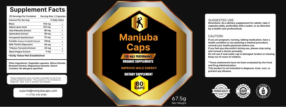 Manjuba Caps Product Label
